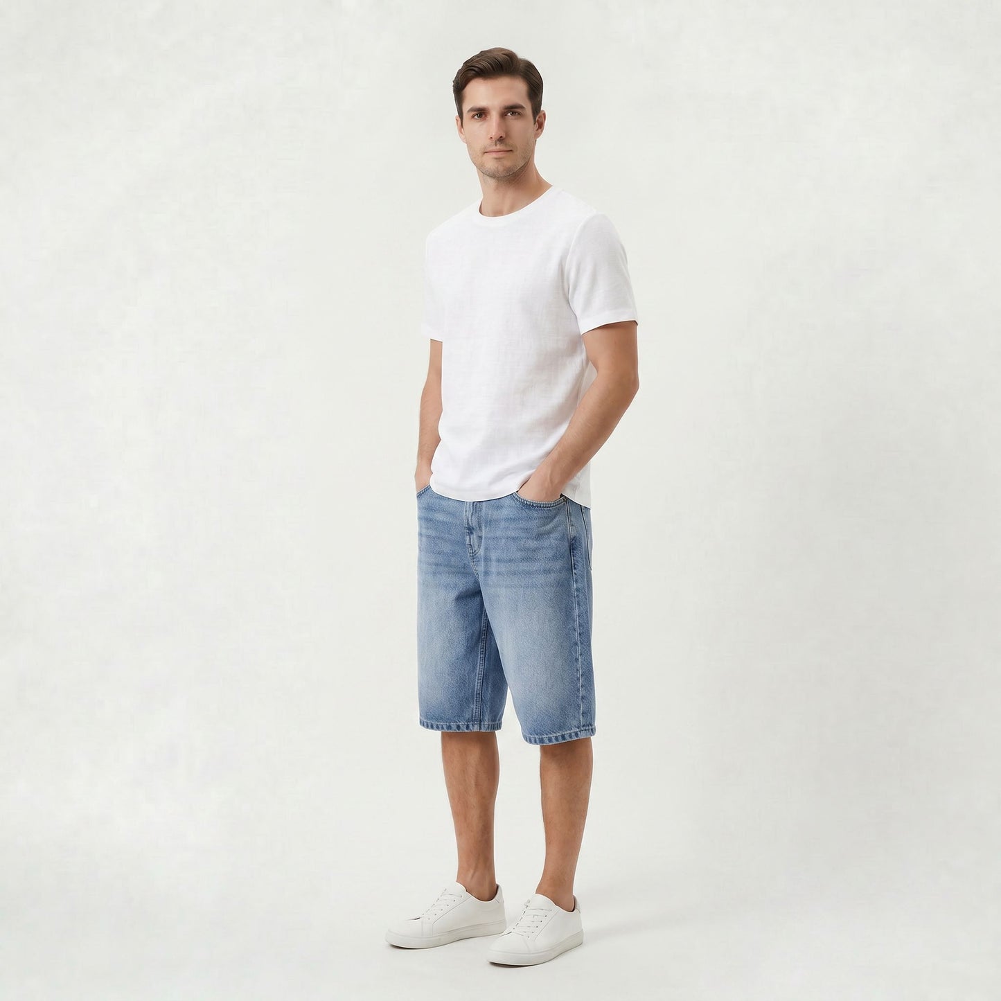 Short en Denim Coupe Droite Homme pour un Usage Quotidien en Été