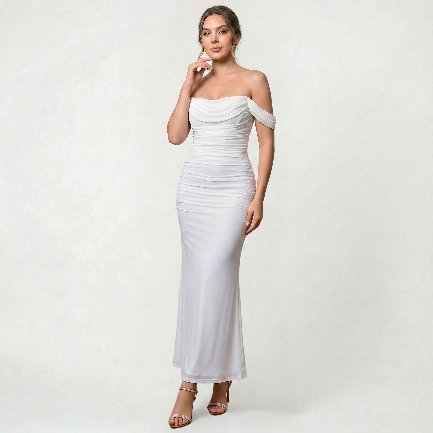 Robe Maxi Épaules Dénudées pour Femme pour Mariages et Réceptions