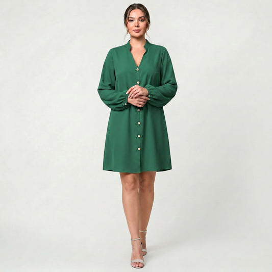 Robe Midi Intemporelle à Manches Longues pour Femme Élégante et Classique