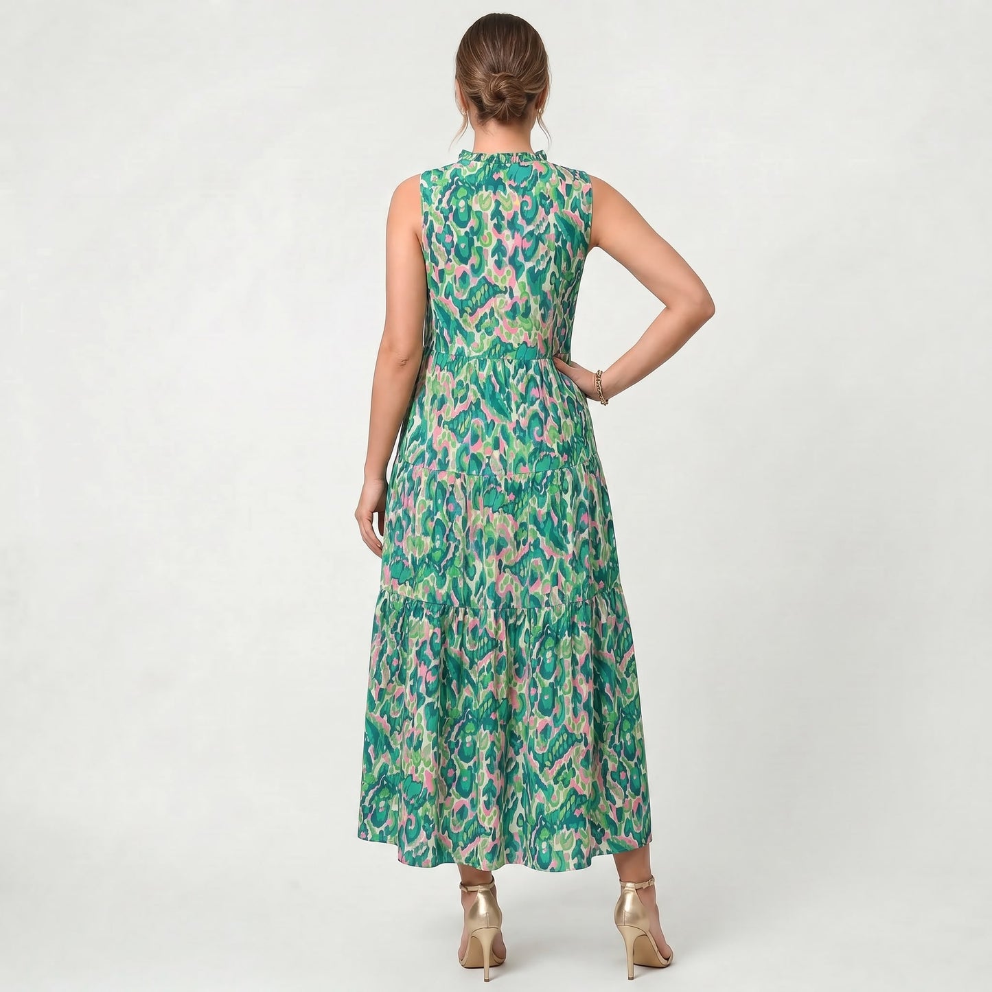 Robe longue élégante pour femme, style resort décontracté, col en V, coupe confortable