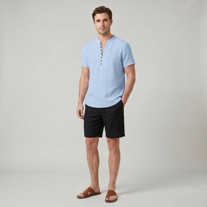Chemise d’Été Décontractée en Coton et Lin pour Homme Coupe Ample
