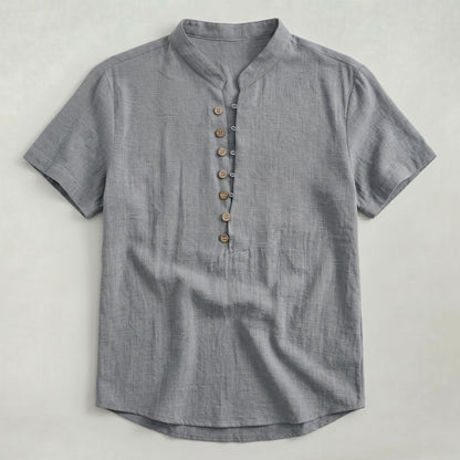 Chemise d’Été Décontractée en Coton et Lin pour Homme Coupe Ample