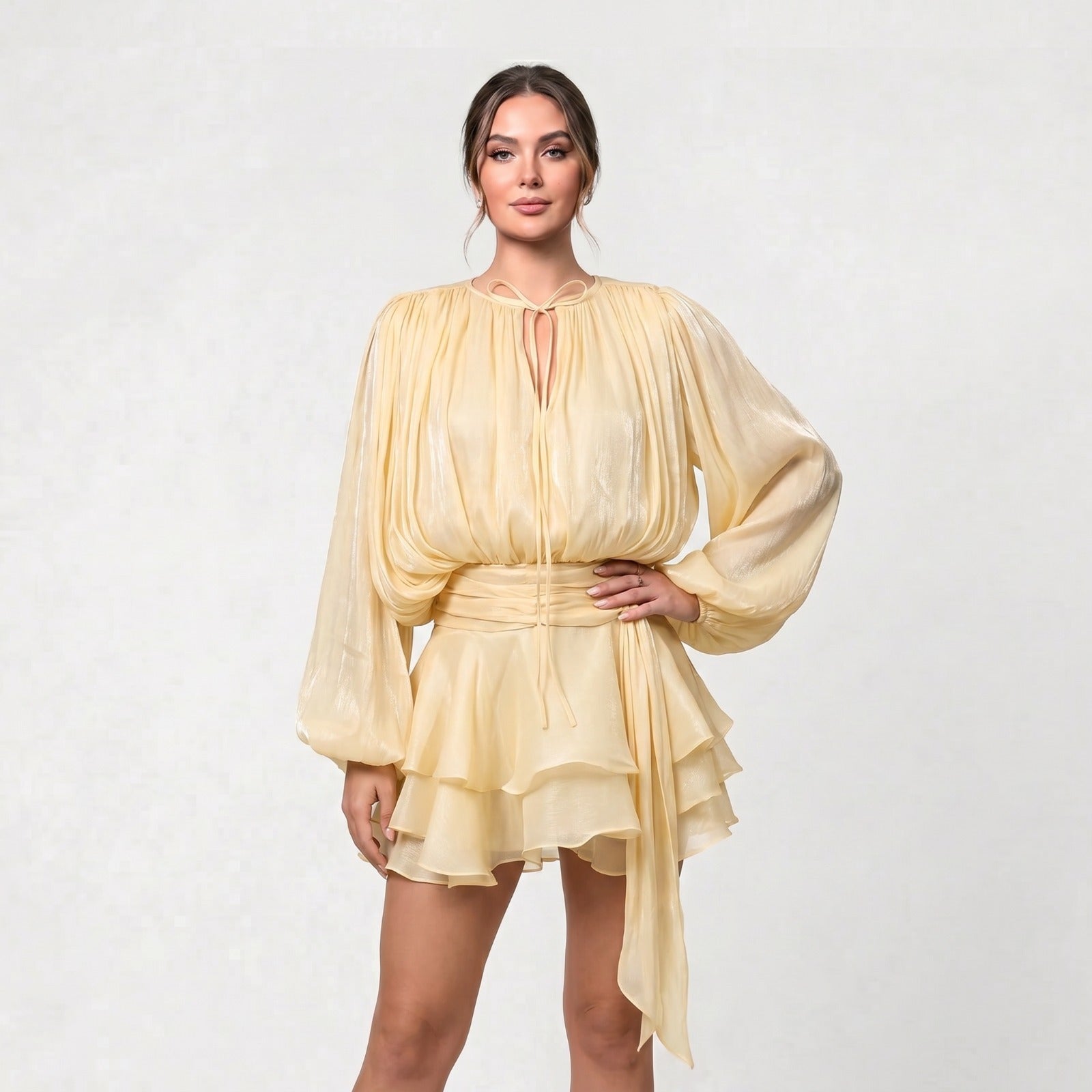 Robe courte femme manches ballon fluide