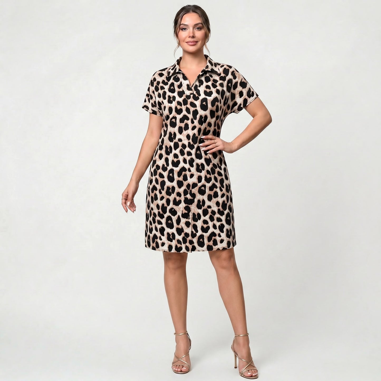 Robe courte femme à imprimé léopard avec taille mi-haute pour un confort au quotidien