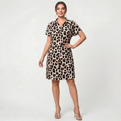 Robe courte femme à imprimé léopard avec taille mi-haute pour un confort au quotidien