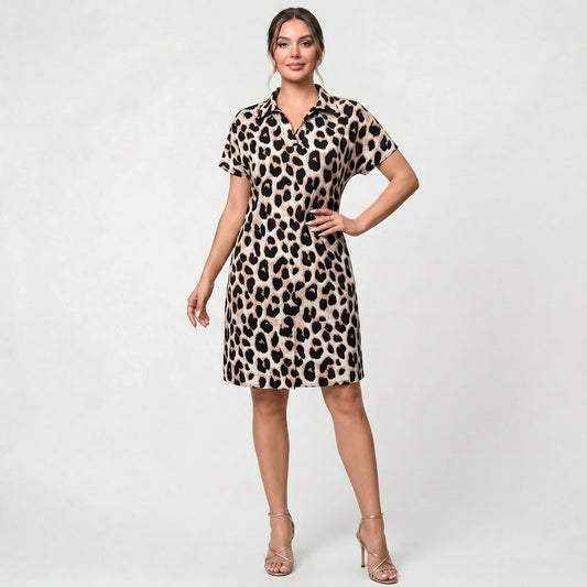 Robe courte femme à imprimé léopard avec taille mi-haute pour un confort au quotidien