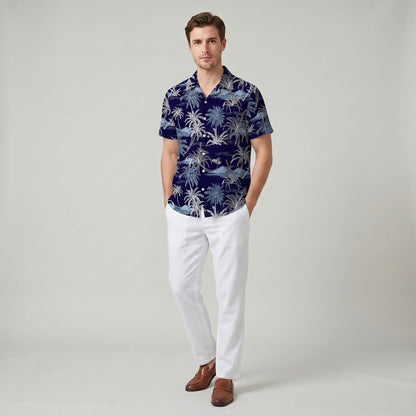 Chemise Fleurie Respirante Homme à Manches Courtes Style Décontracté d’Été