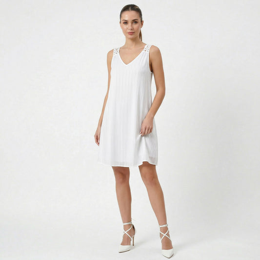 Robe décontractée femme en coton et lin, respirante, sans manches, courte