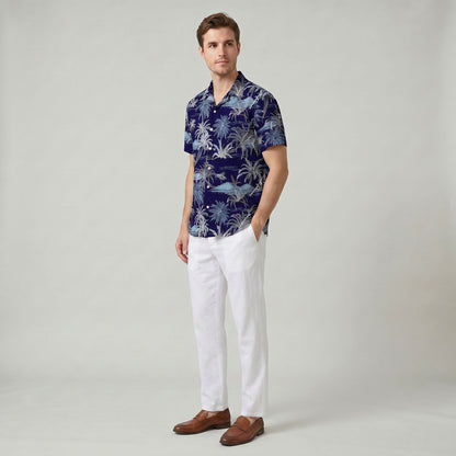 Chemise Fleurie Respirante Homme à Manches Courtes Style Décontracté d’Été