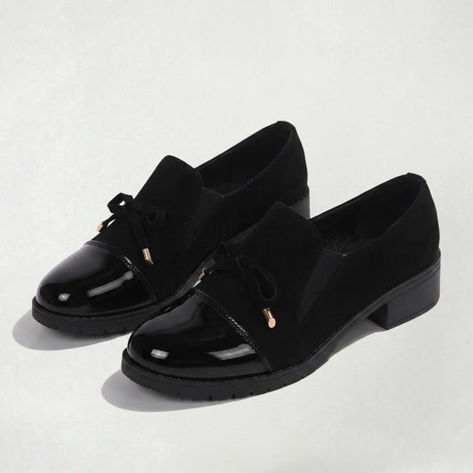 Mocassins Minimalistes à Nœud pour Femme à Talon Moyen, Chaussures Chic Décontractées