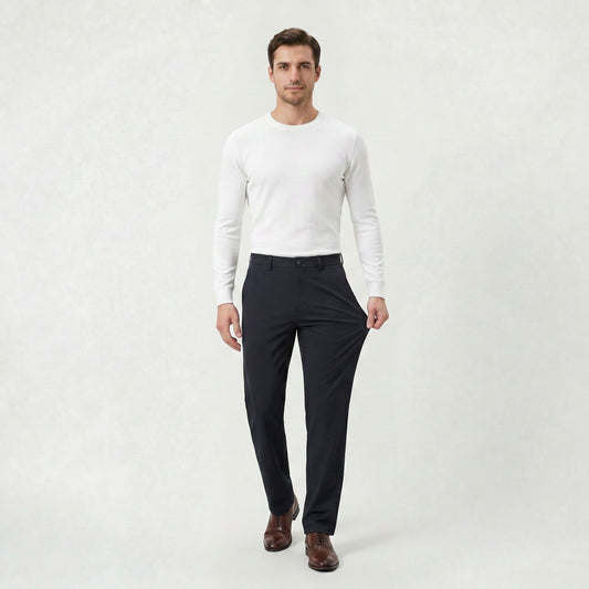 Pantalon Habillé Homme Slim Fit Stretch Coupe Droite Classique