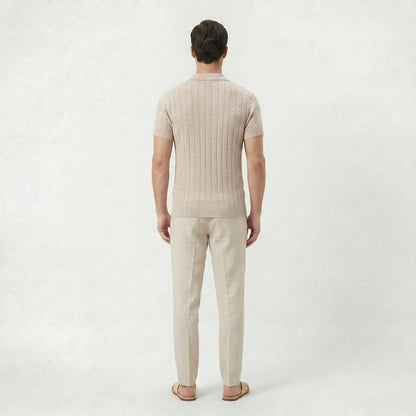 Polo en maille beige pour homme pour tenues estivales chic décontractées