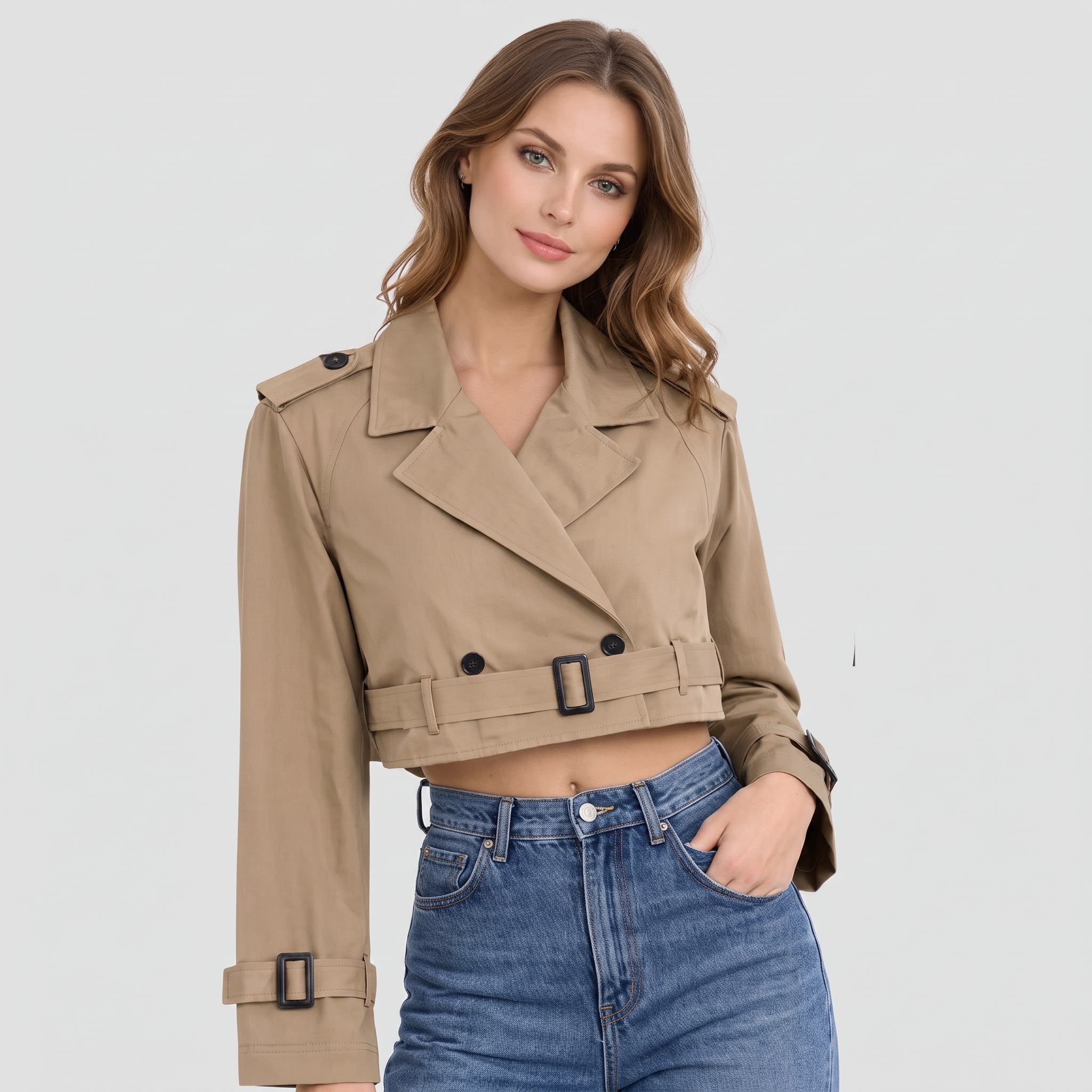 Trench-coat femmes Coupe régulière en coton short