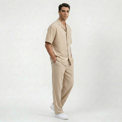 Ensemble costume homme en coton respirant à manches courtes, style quotidien