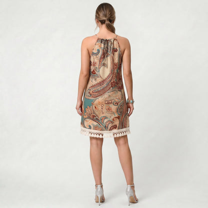 Robe sans manches en dentelle pour femme à imprimé floral et coupe confortable