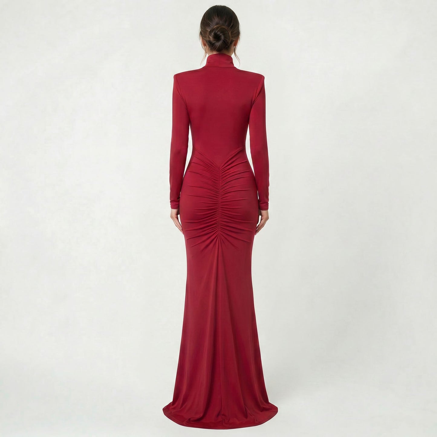 Robe Midi à Col Roulé pour Femme Élégante Coupe Slim à Manches Longues