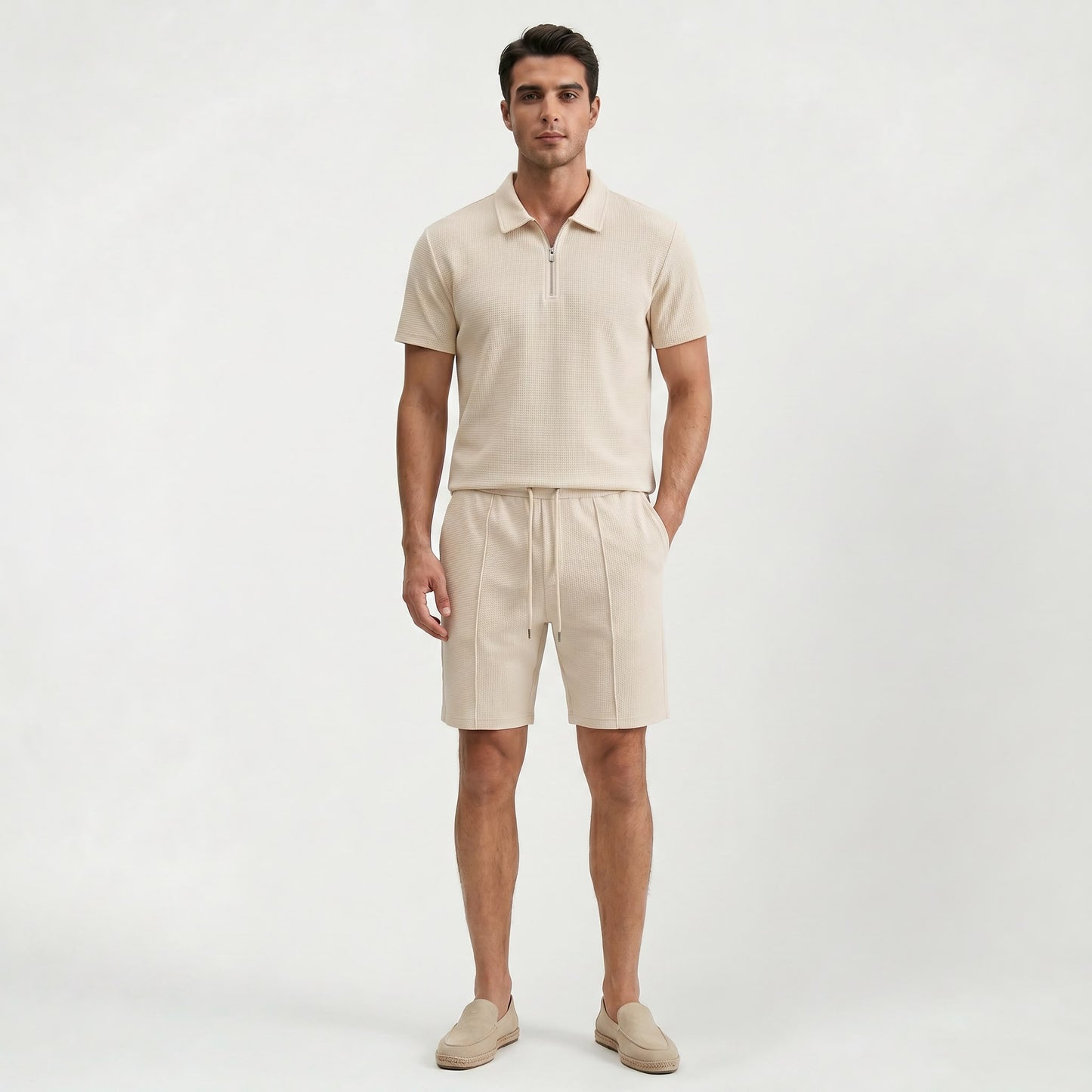 Ensemble décontracté deux pièces pour homme avec short, tenue légère d’été