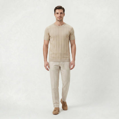 T-shirt Homme Coupe Slim en Coton Léger à Col Rond