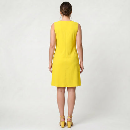 Robe Midi Élégante à Col V pour Femme Style Intemporel Sans Manches