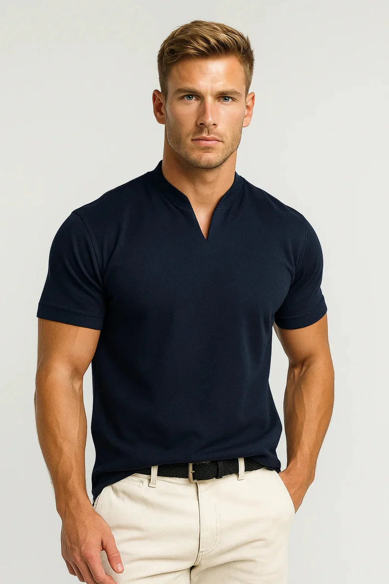 Chemise pour hommes Slim Fit en coton à col fendu, adaptée à un usage quotidien