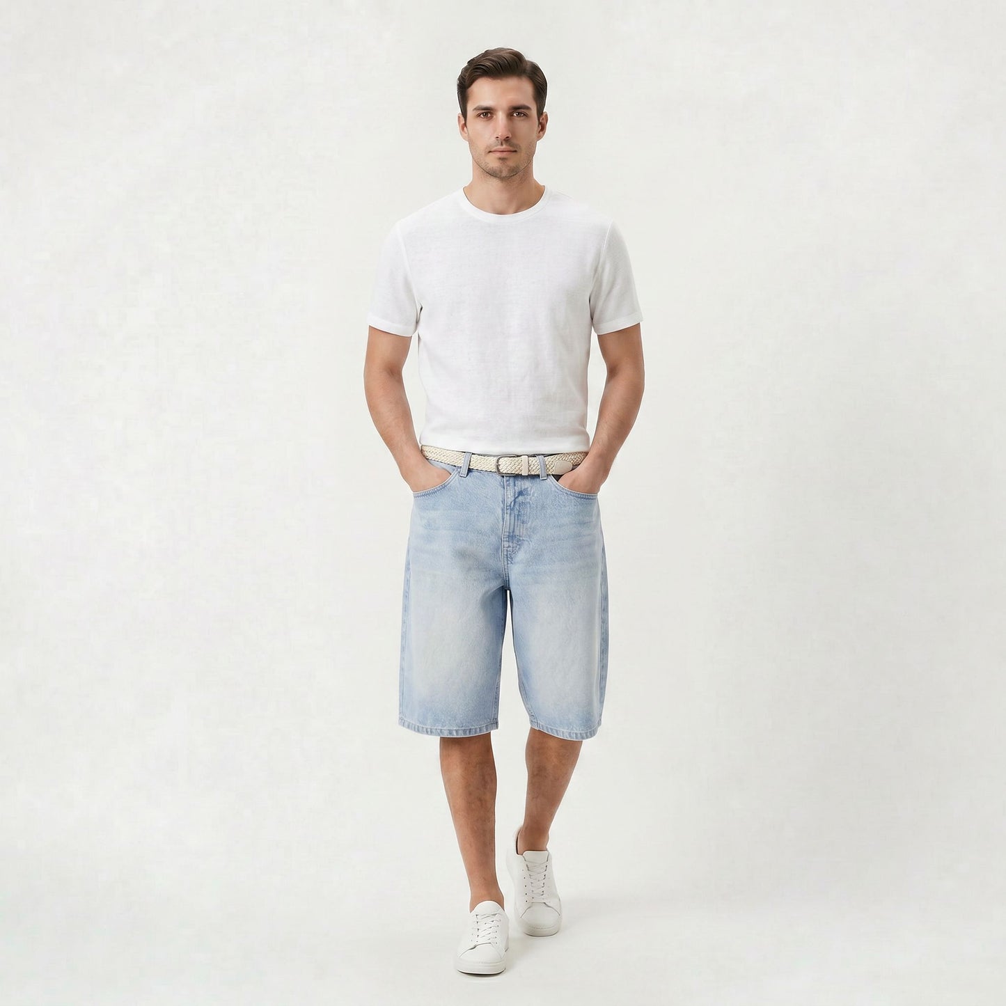 Short en Denim Coupe Droite Homme pour un Usage Quotidien en Été