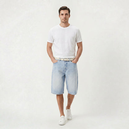 Short en Denim Coupe Droite Homme pour un Usage Quotidien en Été