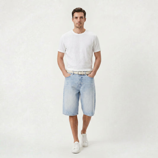 Short en Denim Coupe Droite Homme pour un Usage Quotidien en Été