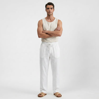 Pantalon classique homme en tissu léger, coupe décontractée intemporelle