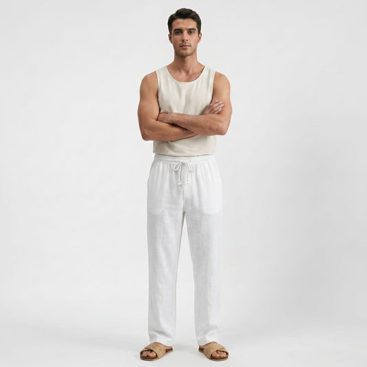 Pantalon classique homme en tissu léger, coupe décontractée intemporelle