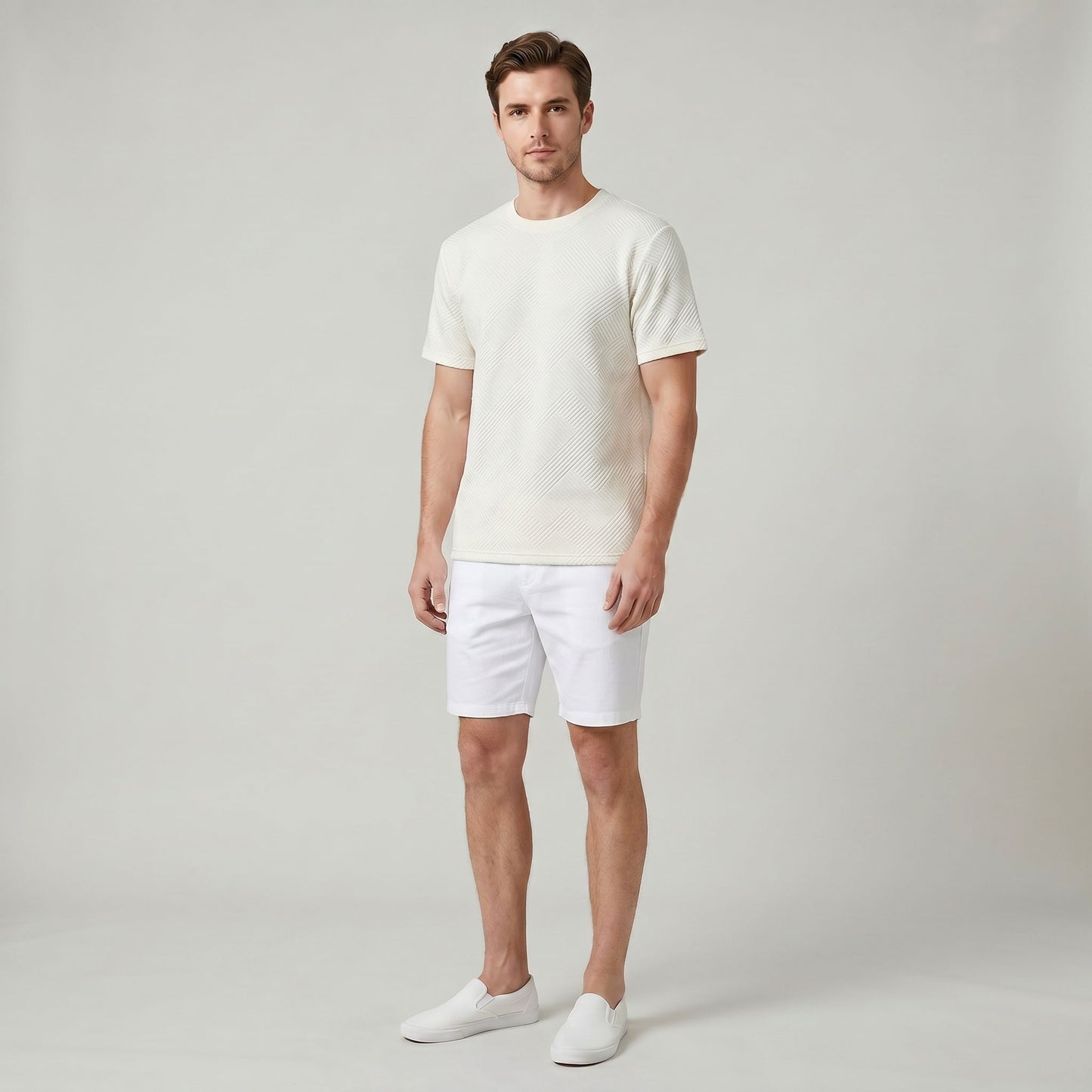 T-shirt Texturé Classique Homme Élégant pour un Style Décontracté Estival