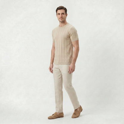 T-shirt Homme Coupe Slim en Coton Léger à Col Rond