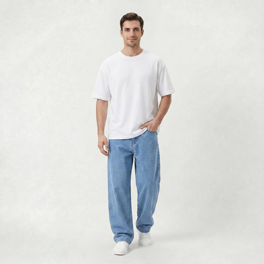Jean Homme Coupe Ample en Denim Straight Confortable