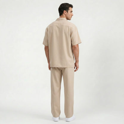 Ensemble costume homme en coton respirant à manches courtes, style quotidien