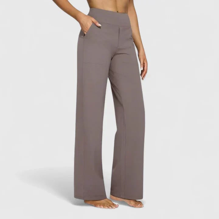 Pantalon Femme Taille Haute à Jambe Droite  Coupe Décontractée Confortable
