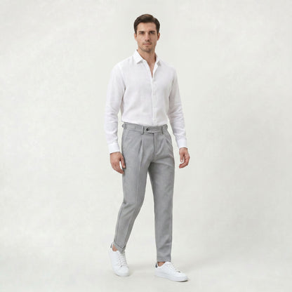 Pantalon Habillé Homme Coupe Droite Classique Business Casual Gris