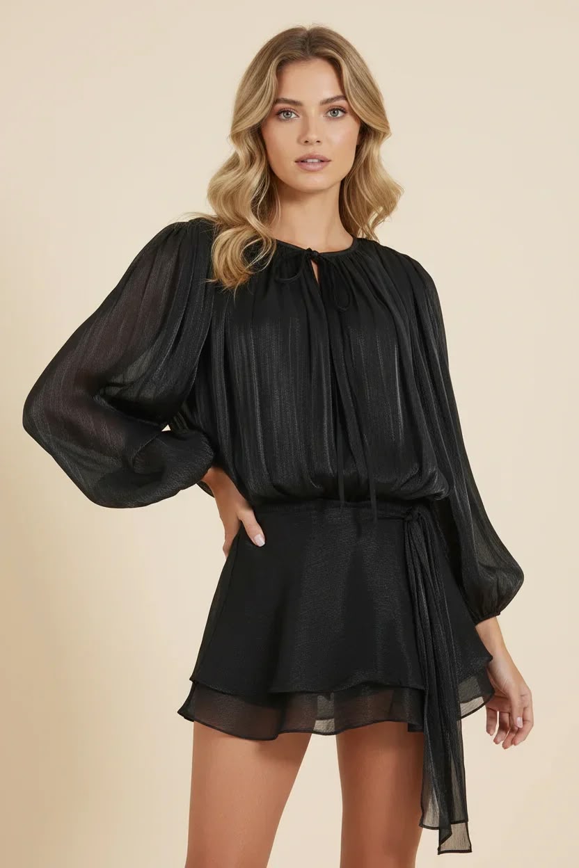 Robe courte femme manches ballon fluide
