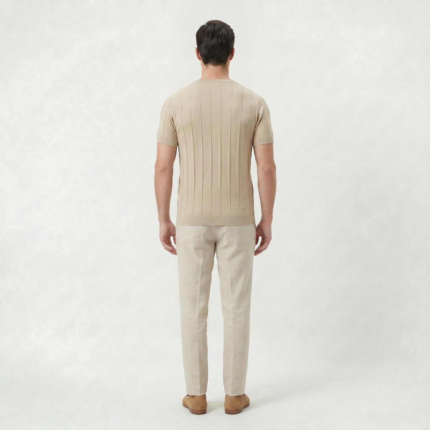 T-shirt Homme Coupe Slim en Coton Léger à Col Rond