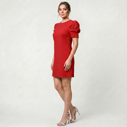 Robe Femme Manches Bouffantes Coupe Cintrée Style Chic Décontracté