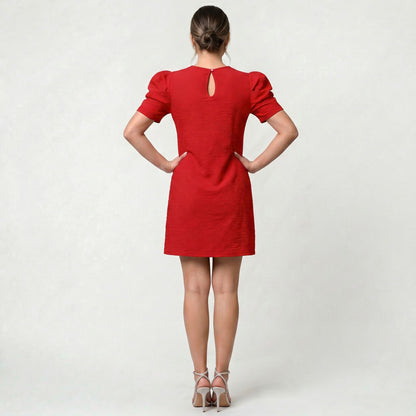 Robe Femme Manches Bouffantes Coupe Cintrée Style Chic Décontracté