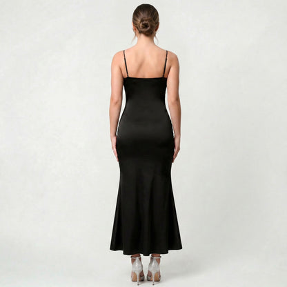 Robe Longue Noire Cintrée pour Femme pour Soirées Élégantes