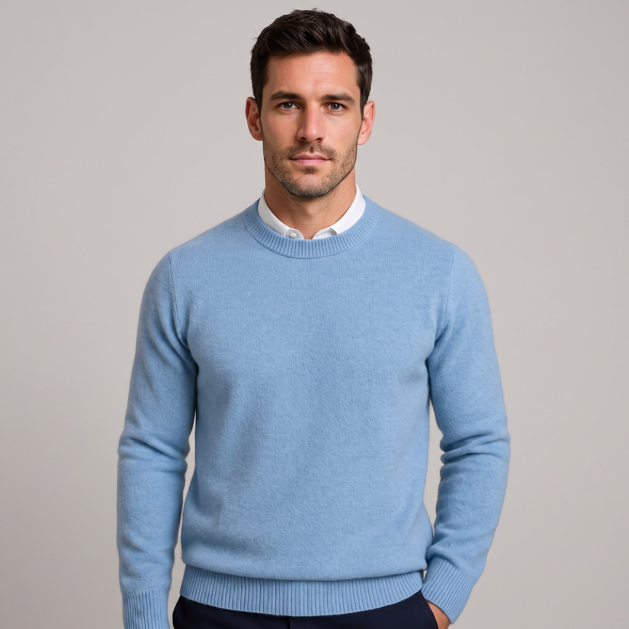 Pull classique en tricot pour hommes à col rond