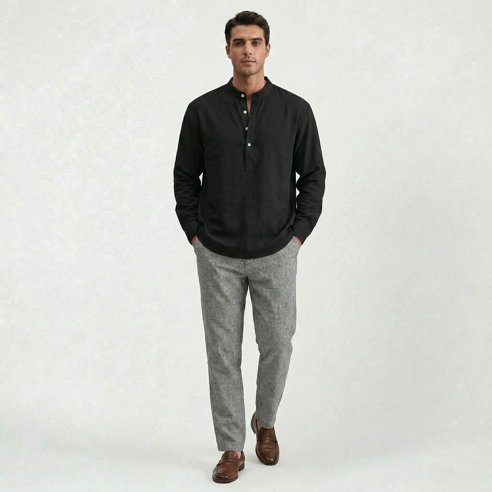 Chemise en lin homme coupe ample, style casual confortable