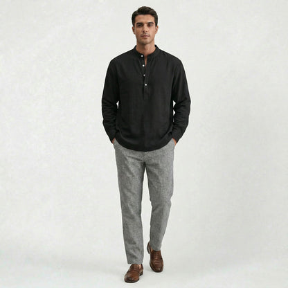 Chemise en lin homme coupe ample, style casual confortable