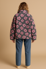 Emma | Oversized Floral Teddy Fleece Jacket with Half Zip