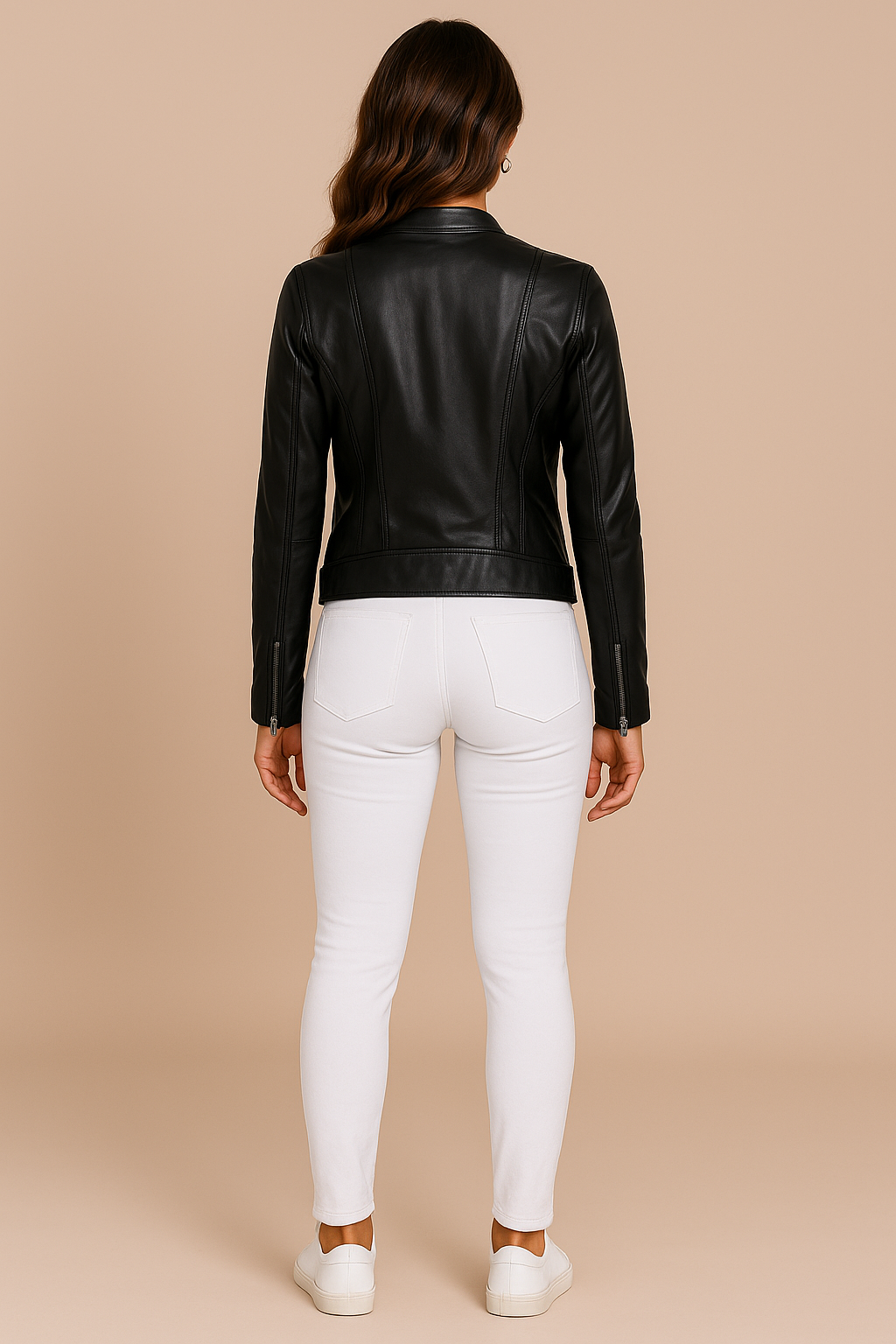 Hannah | Women's Classic Leather Jacket with Zip Pockets