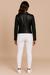 Hannah | Women's Classic Leather Jacket with Zip Pockets