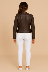Hannah | Women's Classic Leather Jacket with Zip Pockets