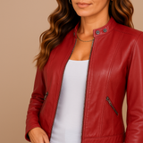 Hannah | Women's Classic Leather Jacket with Zip Pockets
