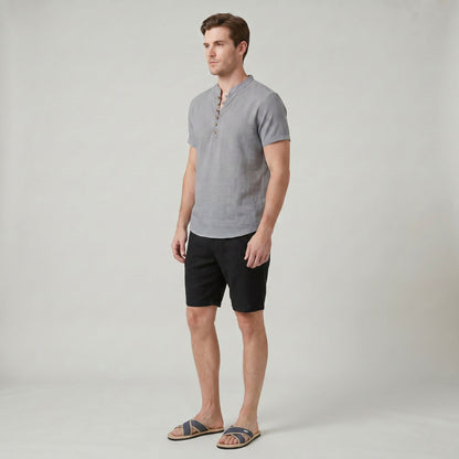 Chemise d’Été Décontractée en Coton et Lin pour Homme Coupe Ample