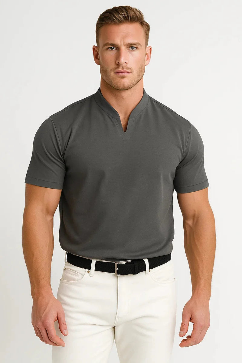 Chemise pour hommes Slim Fit en coton à col fendu, adaptée à un usage quotidien